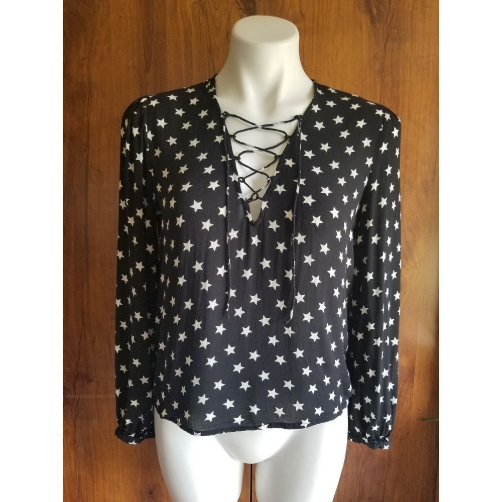 Forever 21 Star Lace Up Blouse Top
